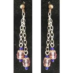 Judy Phillips earrings with pink and purple beads