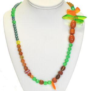 Orange and green necklace by Alexis Cofield