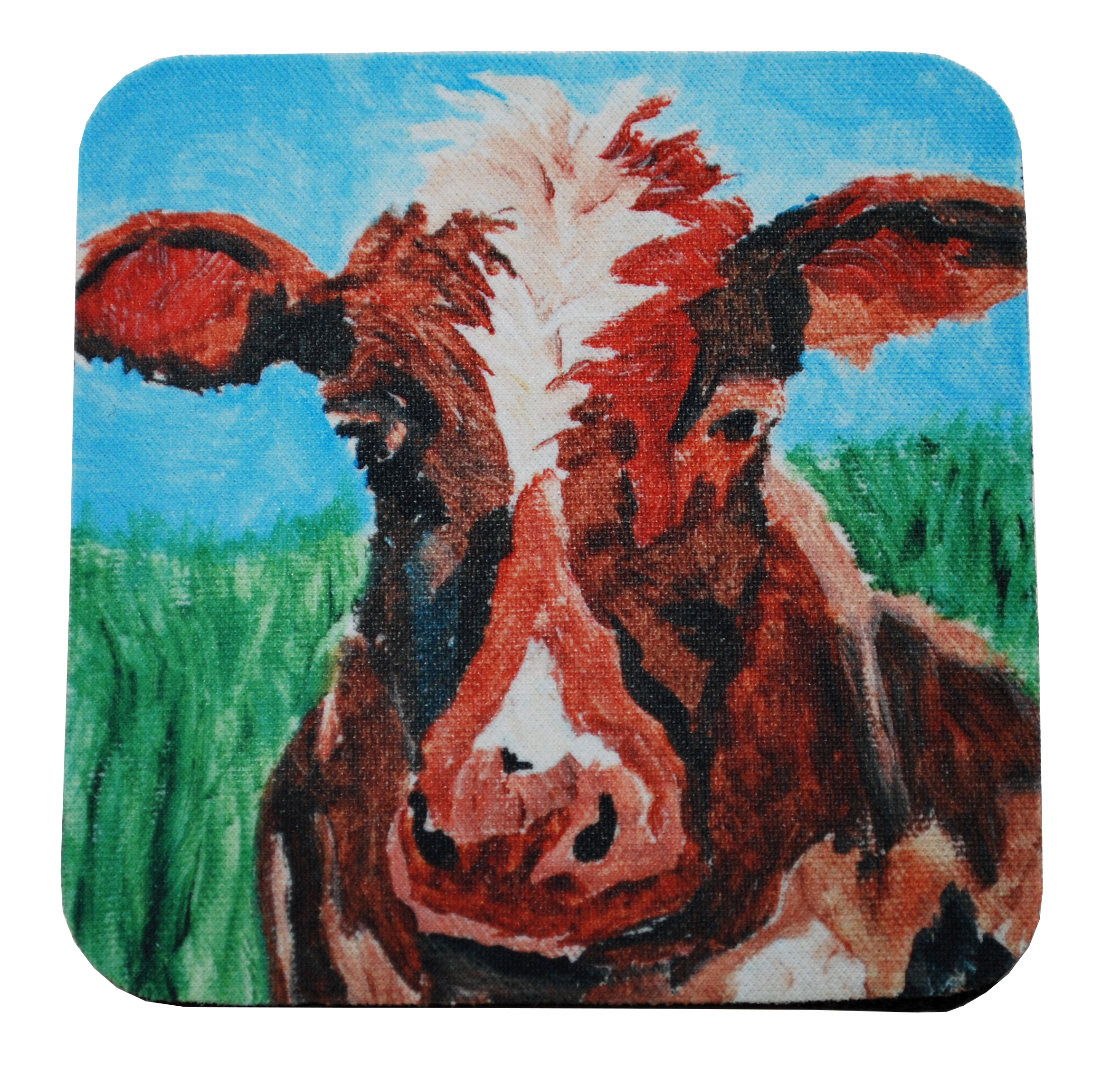 Brown cow coaster by Kathleen Wells