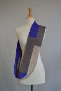 Purple and grey knit scarf by Joe Howe