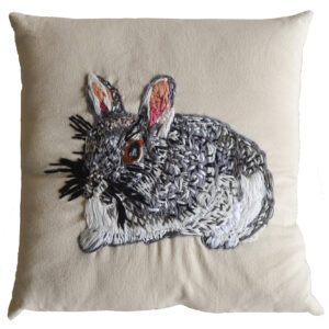 Embroidered Rabbit pillow by Beatrice Farah