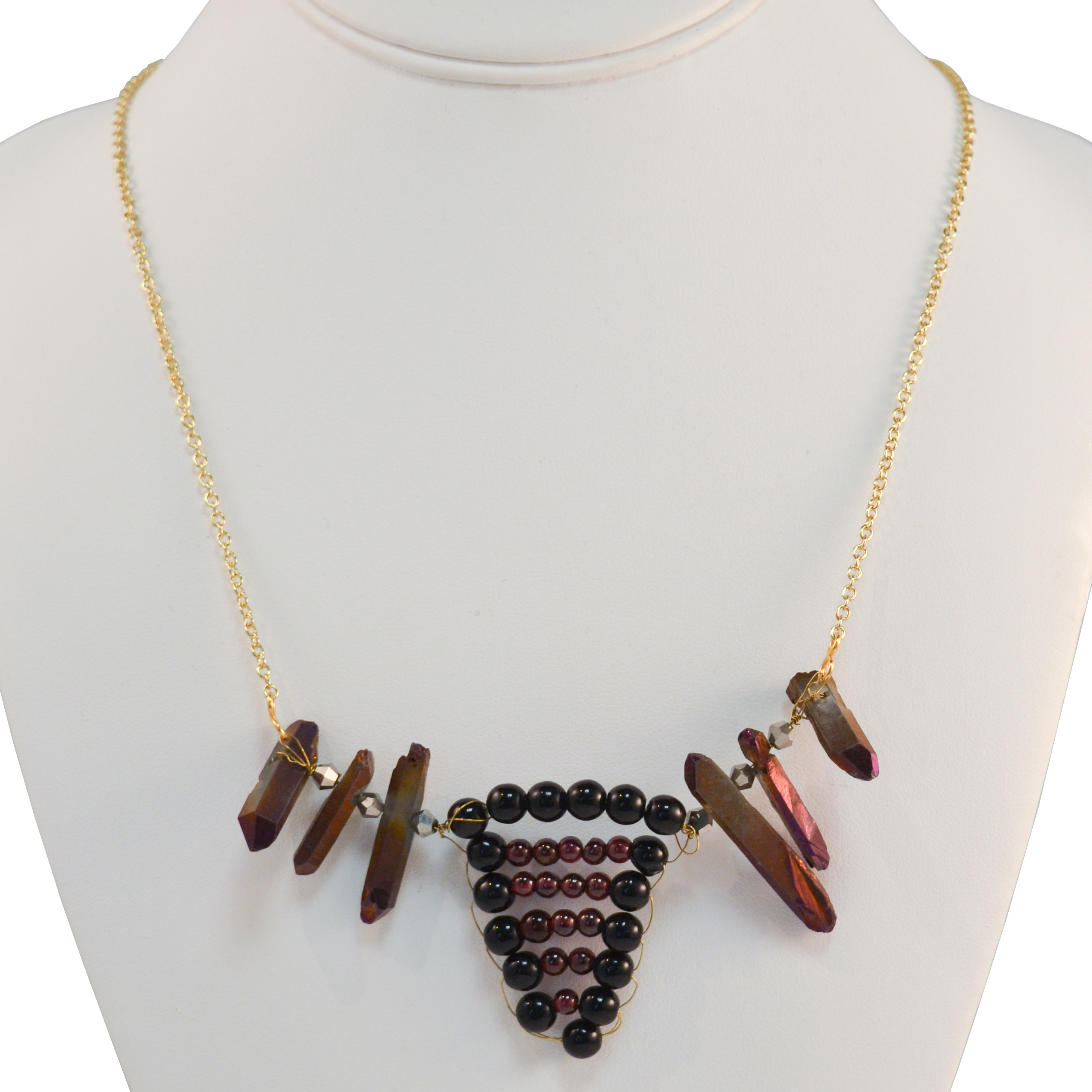 Bead weaving and crystals necklace by Darryl Richards