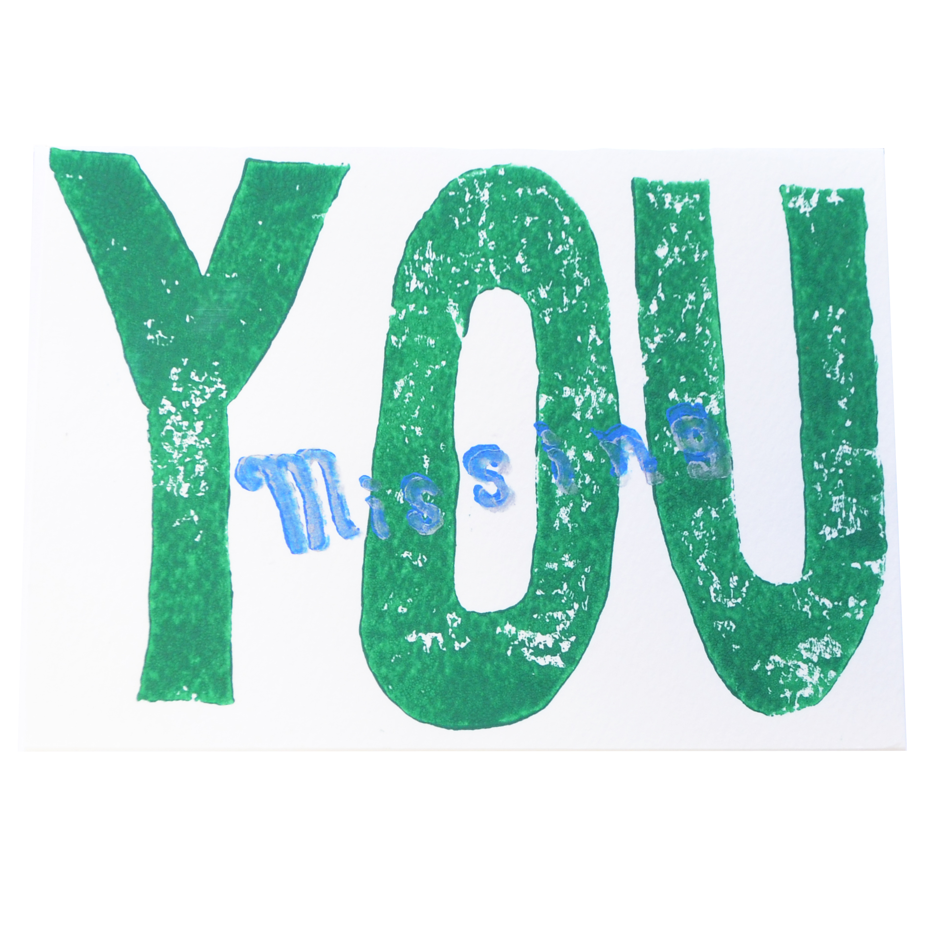 Green Missing You card by Paul Eno