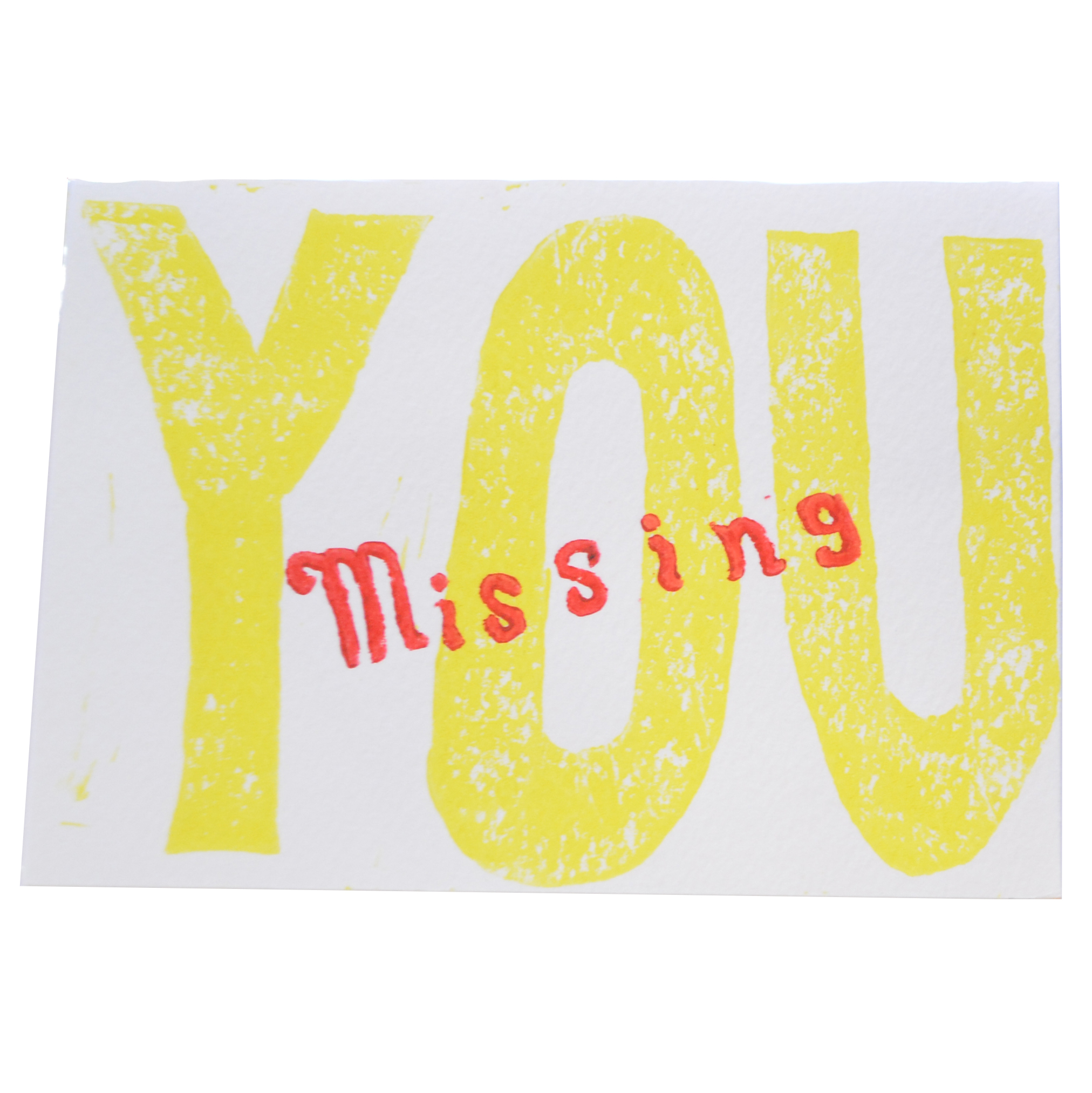Yellow Missing You card by Paul Eno