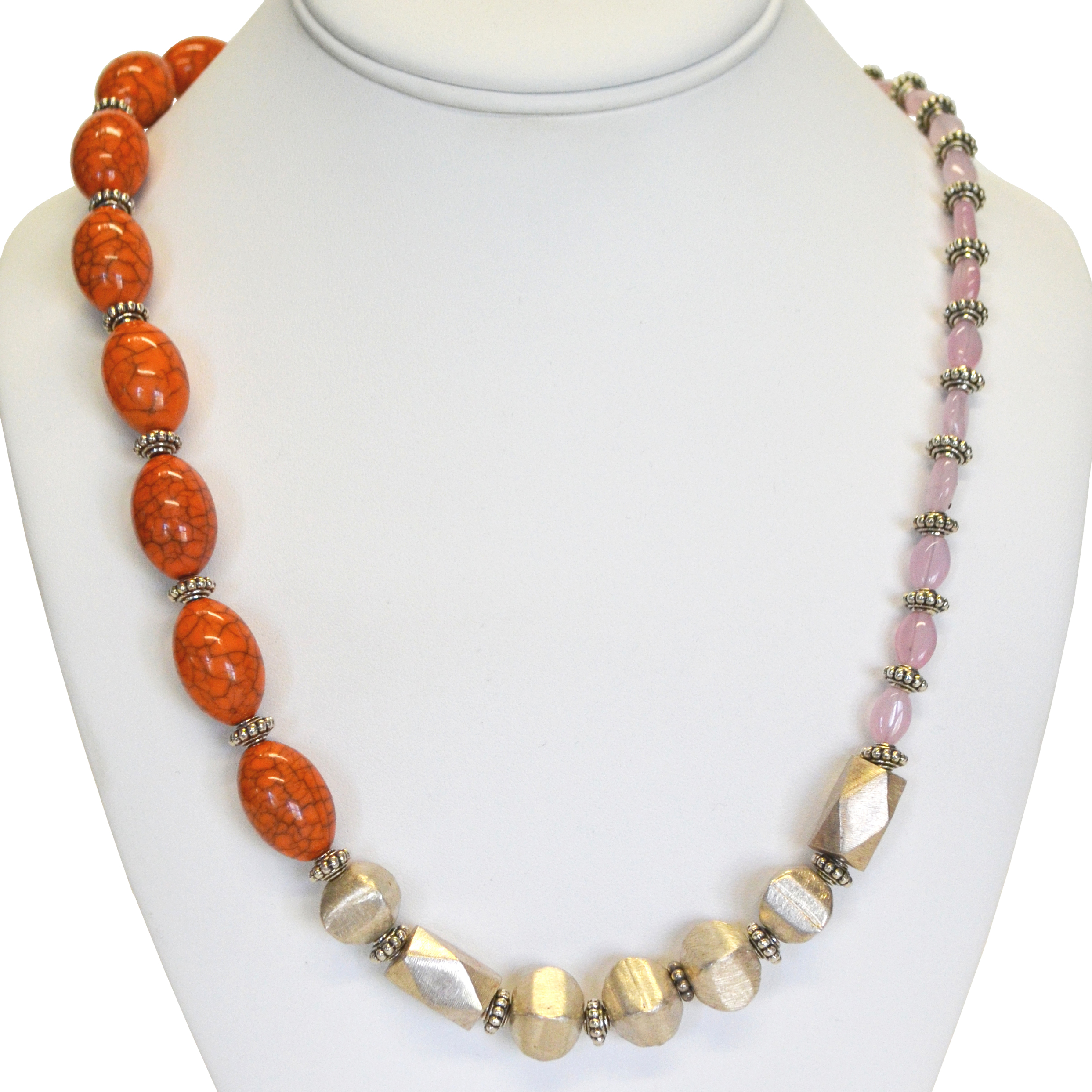 Orange asymmetrical necklace by Kayla Johnson