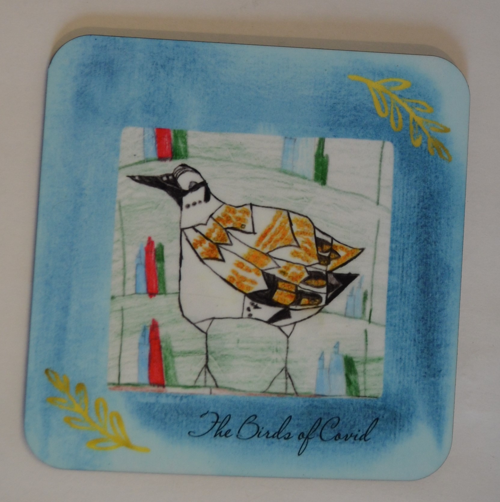 Birds of Covid II coaster set by Leah Dunn