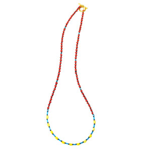 Red, yellow, blue and black necklace by Abdel Michel