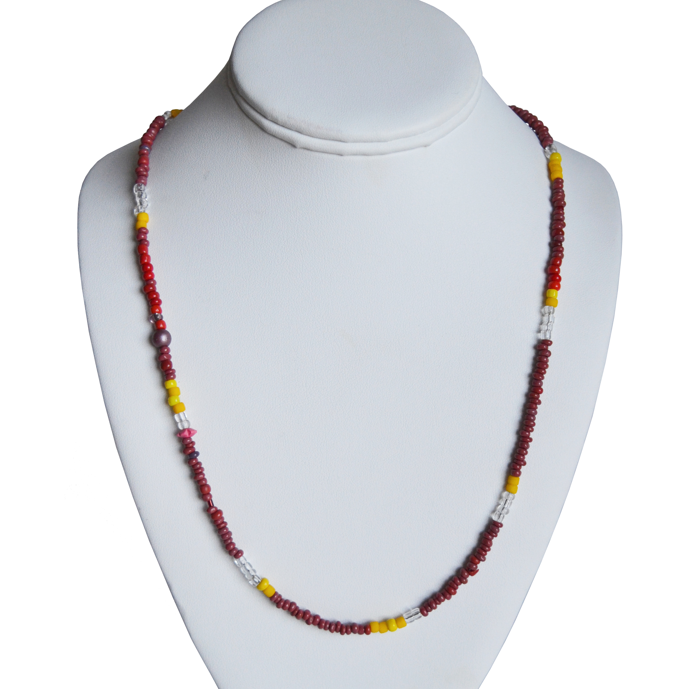 Red and yellow necklace by Amy Caliri