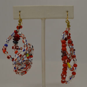 Red, white and blue cluster earrings by Kenneth Reynolds