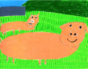 Spring Drawing (pigs) by Carmen Martinez