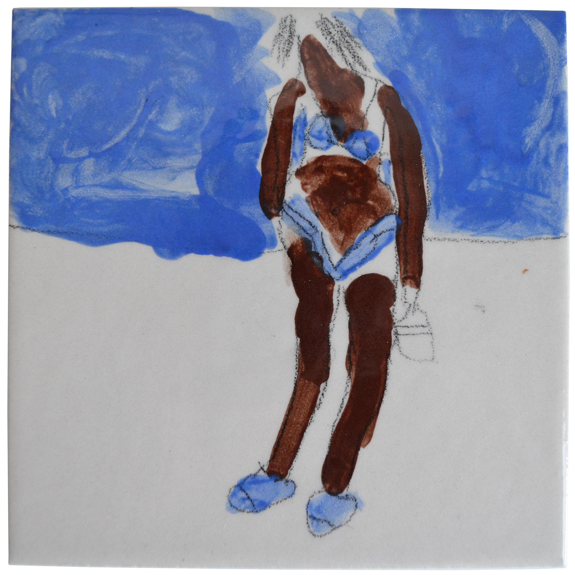 Woman on beach tile by Juvenia Nicodemos