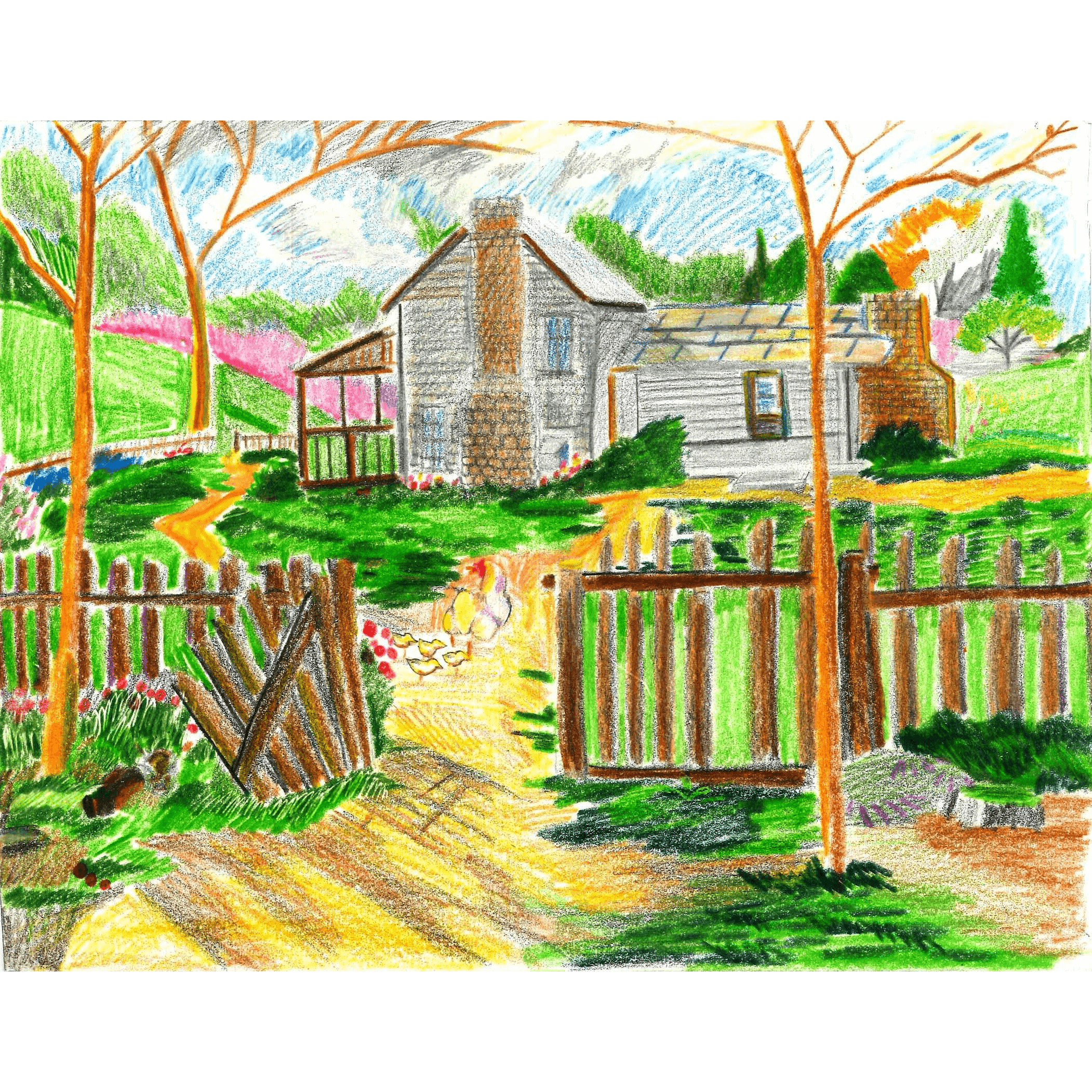Spring drawing (chickens) by Darryl Richards