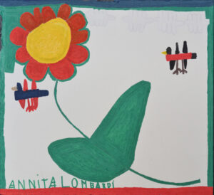 Untitled (orange flower and two birds) by Annita Lombardi