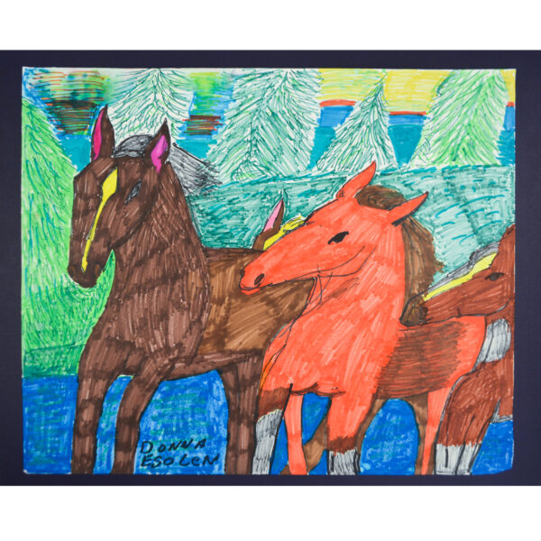 Untitled horses drawing by Donna Esolen