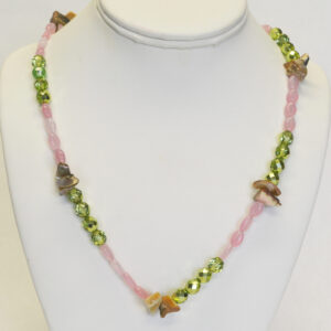 Pink and green necklace by Kayla Johnson