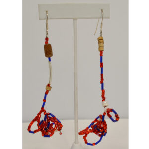 Red and blue drop earrings by Kenneth Reynolds