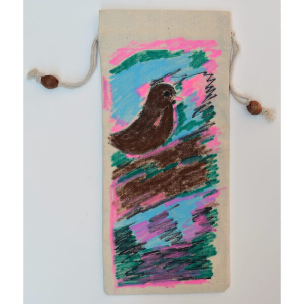 Cats and bird wine bag by Mary Galgay