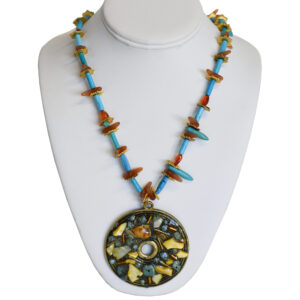 Turquoise and amber necklace by Matthew Treggiari