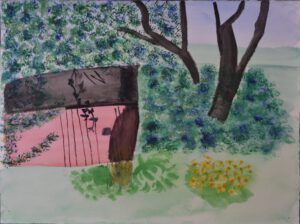 Untitled (tree and shed) by Nancy Sampson