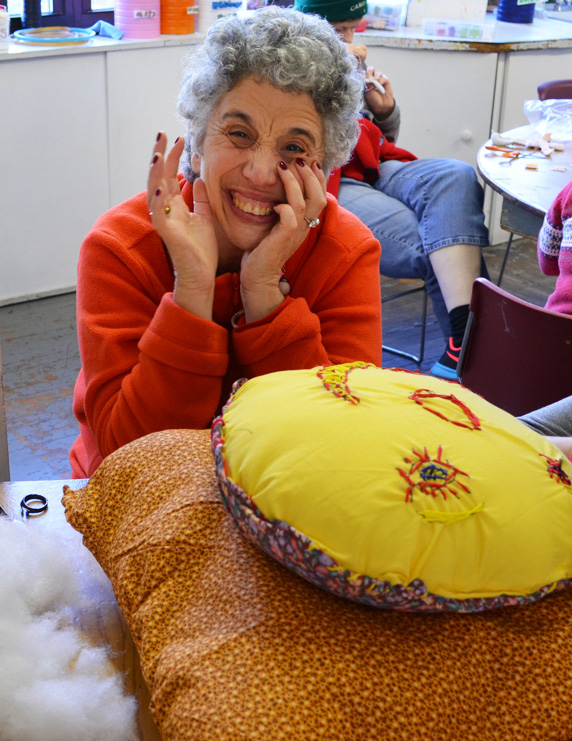 Rebecca "Becky" Geller in the fabric studio