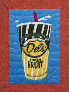 Alison Doucette. Del's Lemonade. Embroidery and acrylic on canvas.