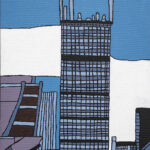 Brenda Sepulveda. Prudential Building. Acrylic and paint marker on canvas.