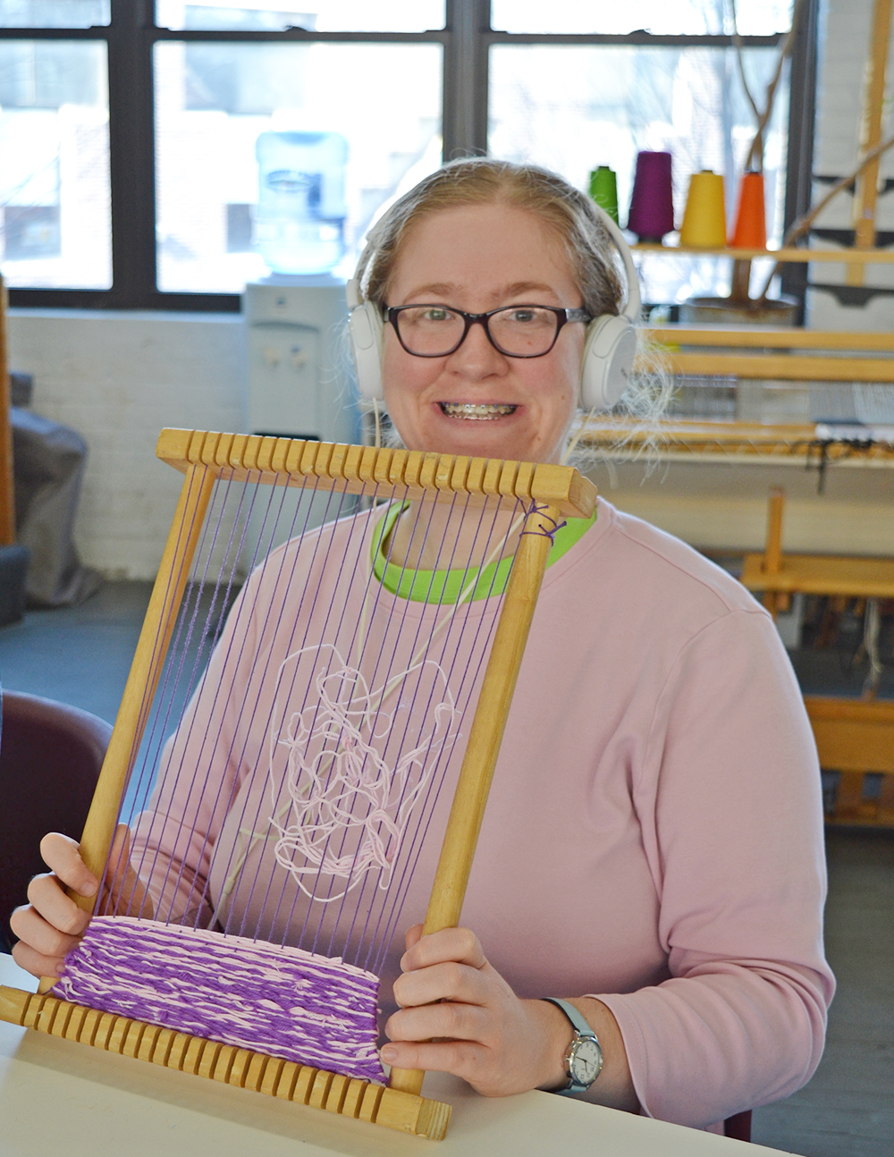 Mimi Clark in the weaving studio